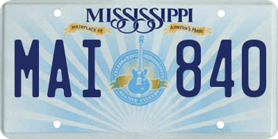 MS license plate MAI840