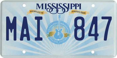 MS license plate MAI847