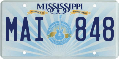 MS license plate MAI848