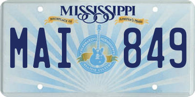 MS license plate MAI849