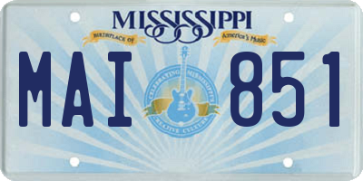 MS license plate MAI851