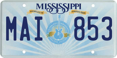 MS license plate MAI853
