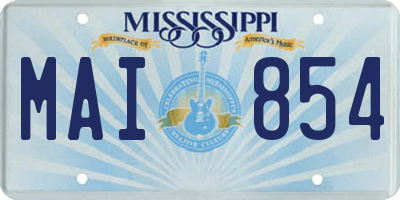 MS license plate MAI854