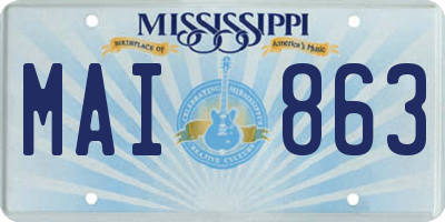 MS license plate MAI863