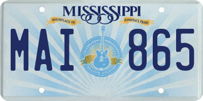 MS license plate MAI865