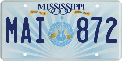 MS license plate MAI872