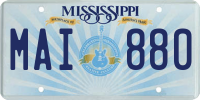 MS license plate MAI880