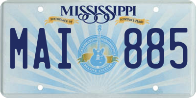 MS license plate MAI885