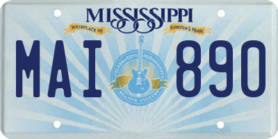 MS license plate MAI890