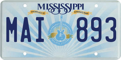 MS license plate MAI893