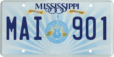 MS license plate MAI901