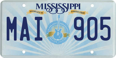 MS license plate MAI905
