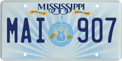 MS license plate MAI907