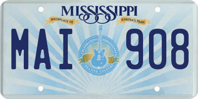 MS license plate MAI908