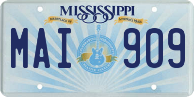 MS license plate MAI909