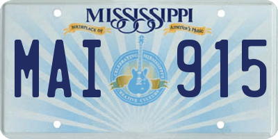 MS license plate MAI915