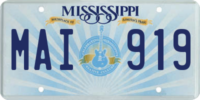 MS license plate MAI919