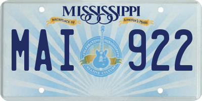 MS license plate MAI922