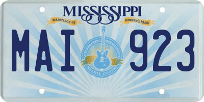 MS license plate MAI923