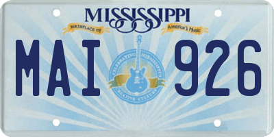 MS license plate MAI926
