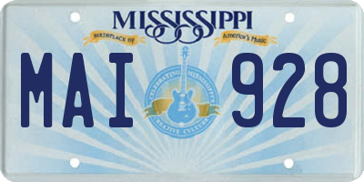 MS license plate MAI928