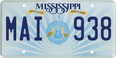 MS license plate MAI938
