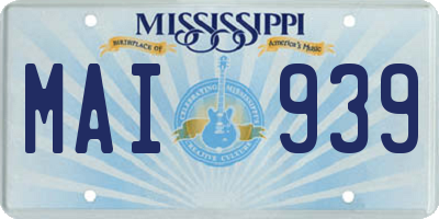 MS license plate MAI939