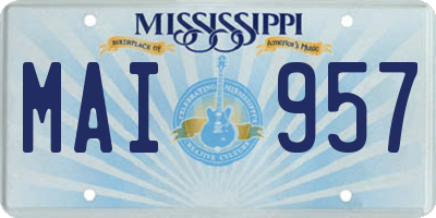 MS license plate MAI957