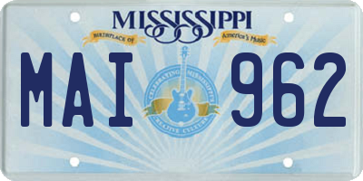 MS license plate MAI962