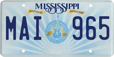 MS license plate MAI965