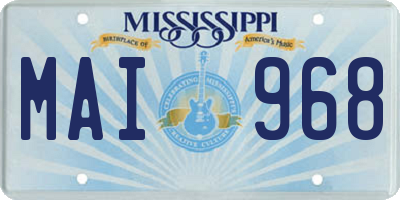 MS license plate MAI968