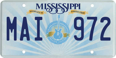 MS license plate MAI972