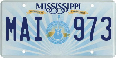 MS license plate MAI973