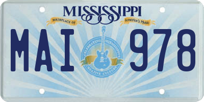 MS license plate MAI978