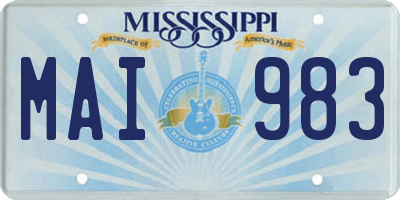 MS license plate MAI983