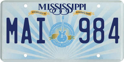 MS license plate MAI984