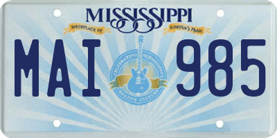 MS license plate MAI985