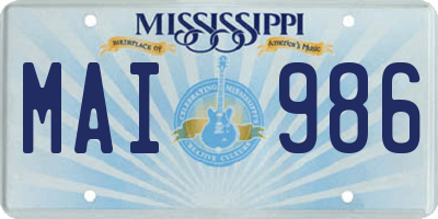 MS license plate MAI986