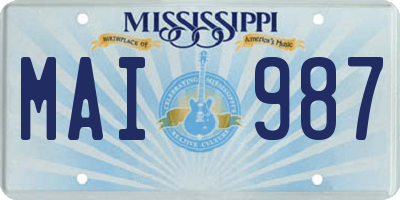 MS license plate MAI987