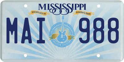 MS license plate MAI988