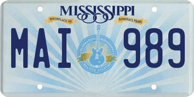 MS license plate MAI989