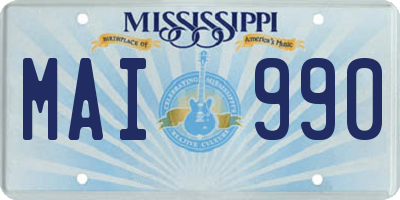 MS license plate MAI990