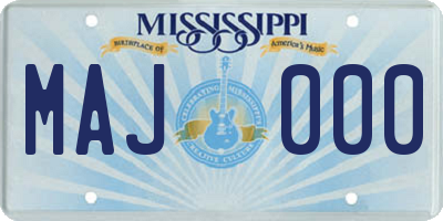MS license plate MAJ000