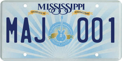 MS license plate MAJ001