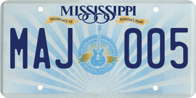 MS license plate MAJ005