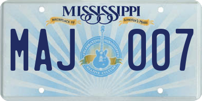 MS license plate MAJ007