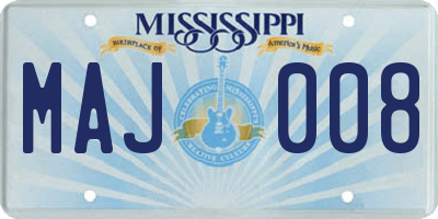 MS license plate MAJ008