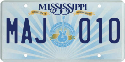 MS license plate MAJ010
