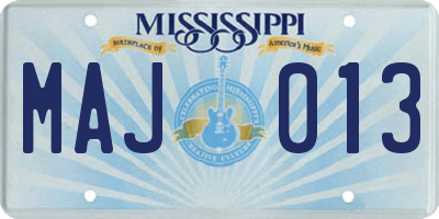 MS license plate MAJ013