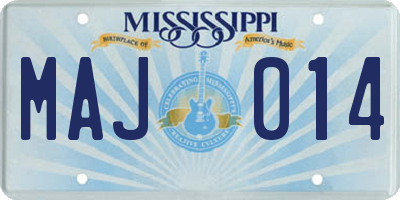 MS license plate MAJ014